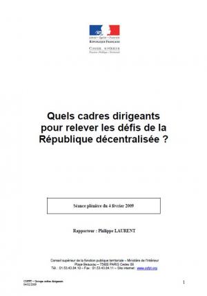 Rapport du CSFPT sur les cadres dirigeants territoriaux